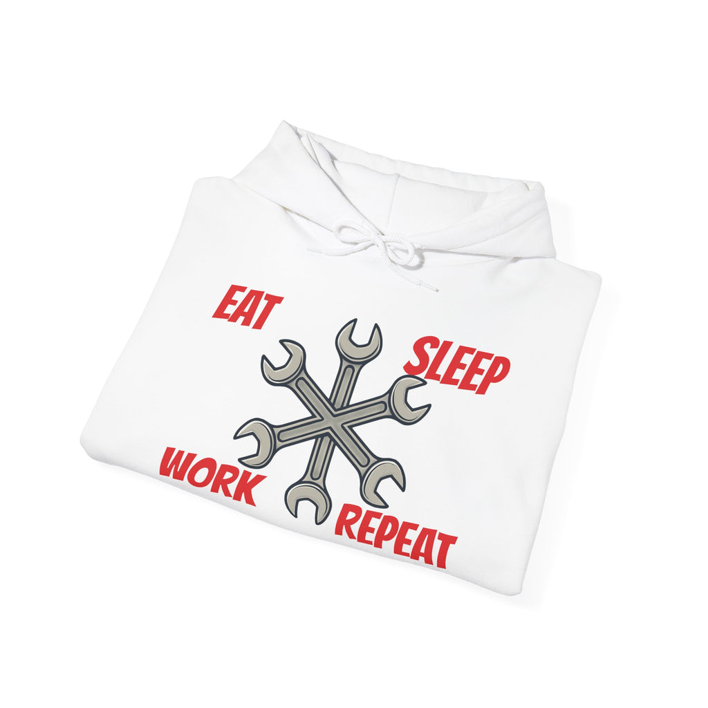Eat Sleep Work Repeat wrench design Hoodie | My Garage sleeve print