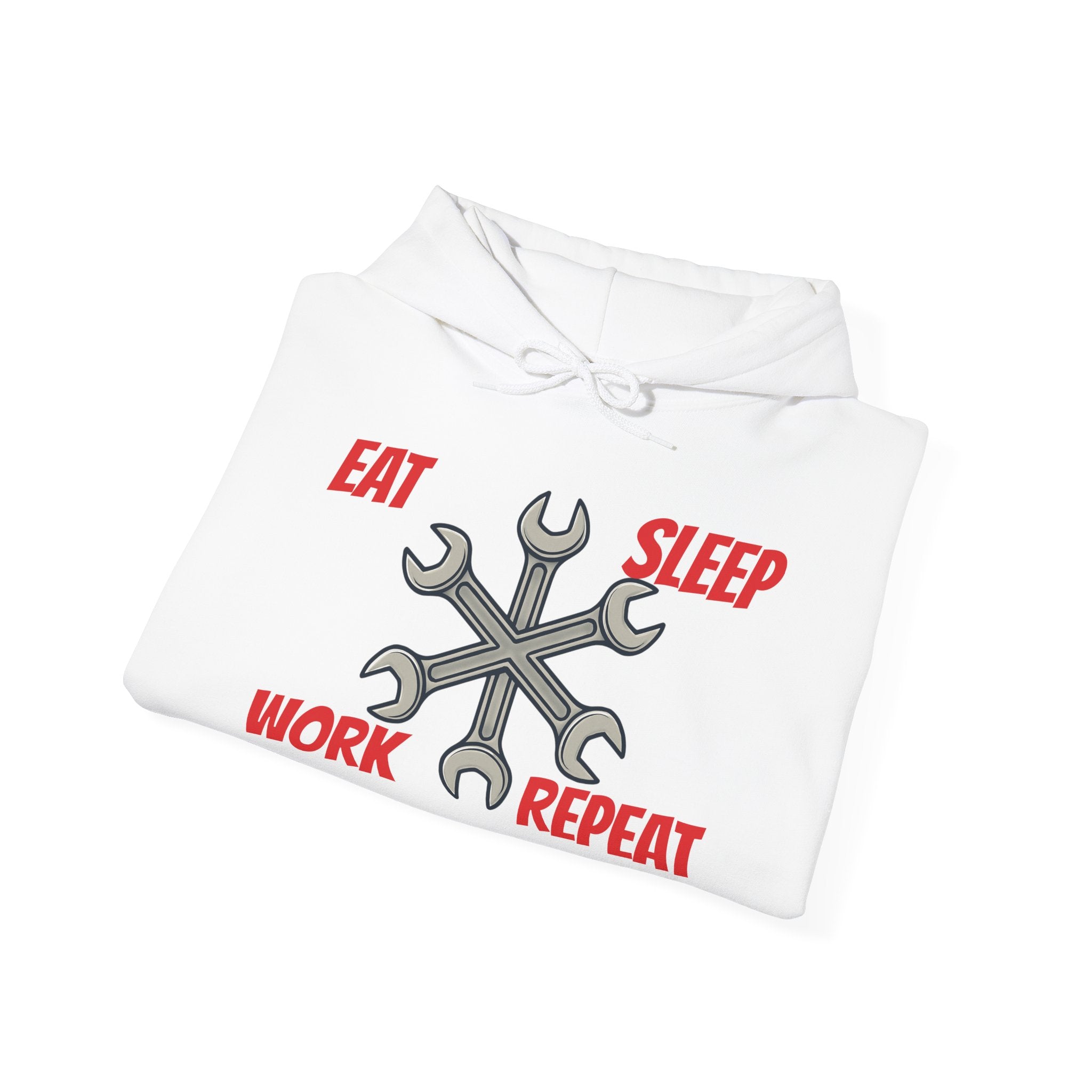 Eat Sleep Work Repeat wrench design Hoodie | My Garage sleeve print