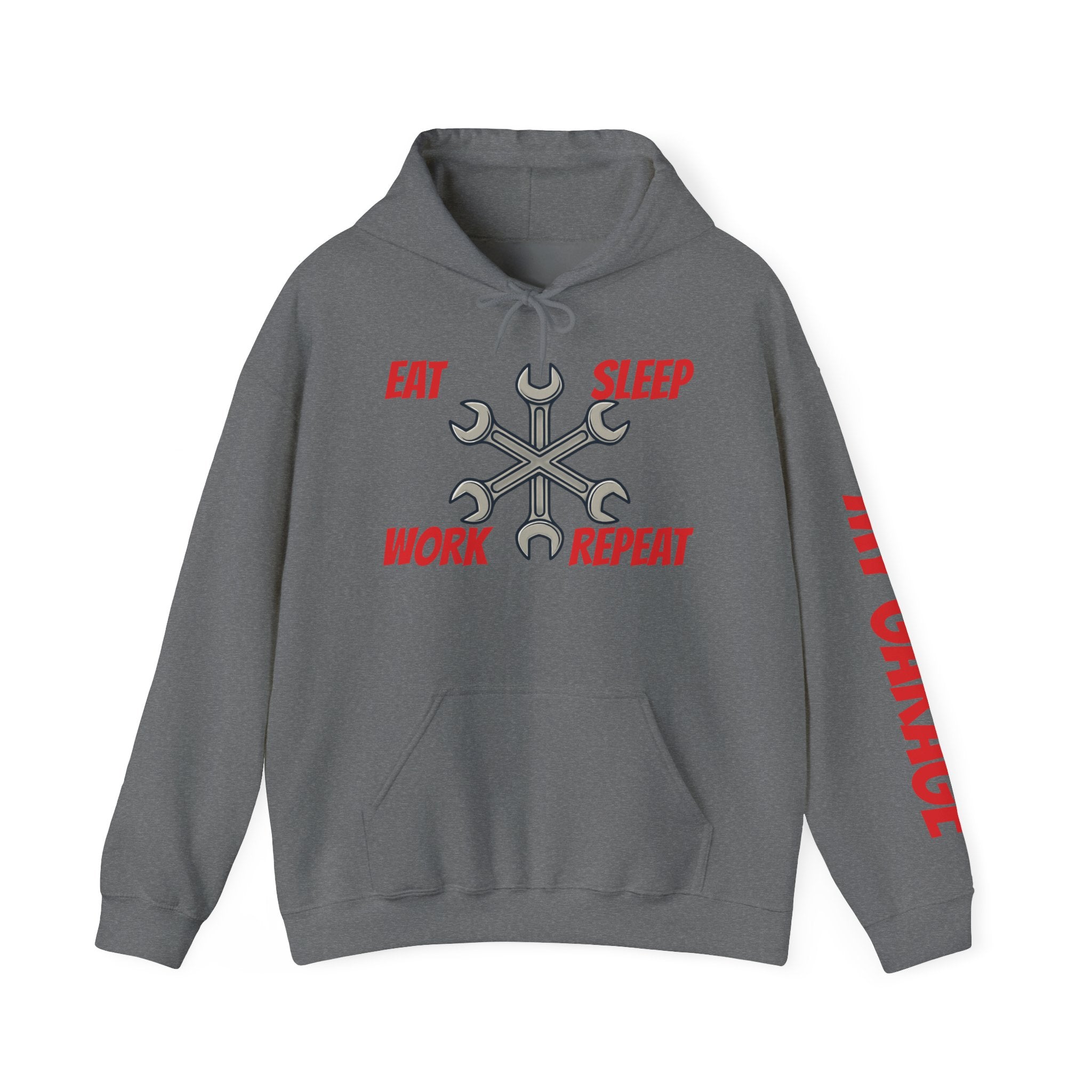 Eat Sleep Work Repeat wrench design Hoodie | My Garage sleeve print