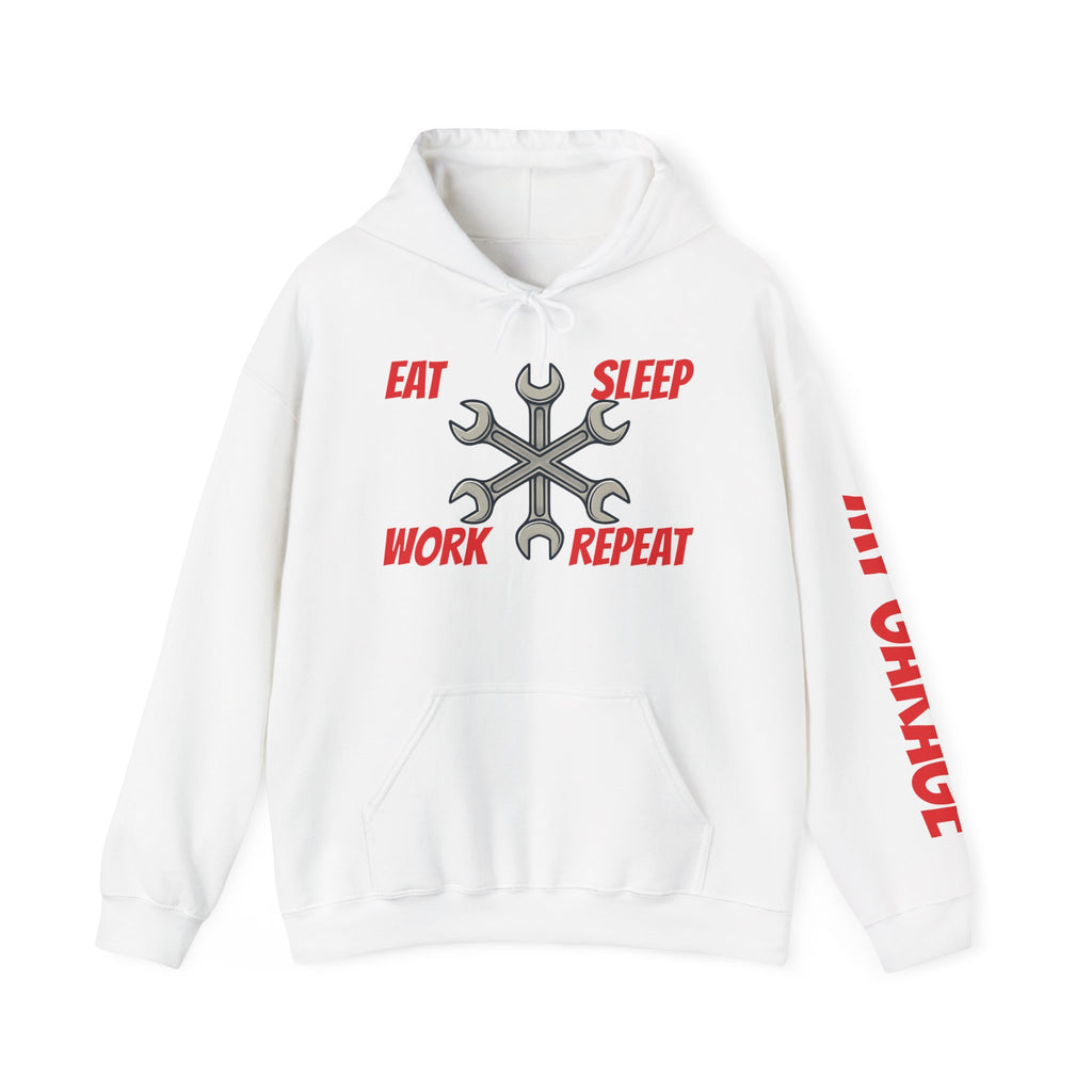 Eat Sleep Work Repeat wrench design Hoodie | My Garage sleeve print