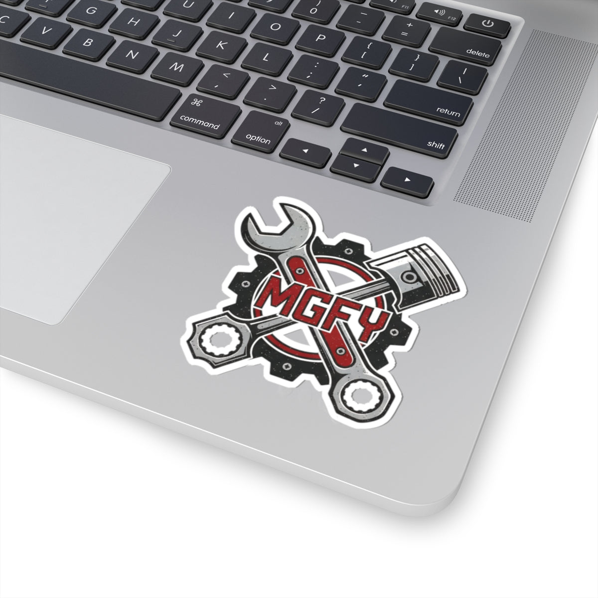 MGFY Mechanic Tools Kiss-Cut Sticker — Wrench, Piston & Gear Design