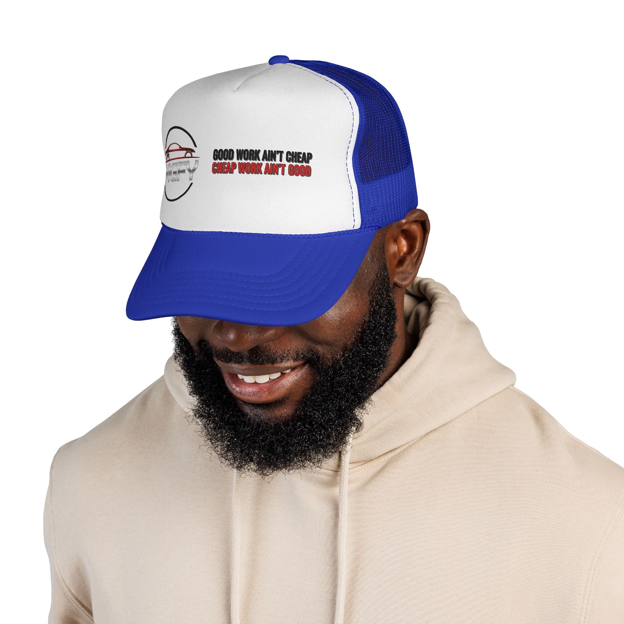 MGFY Logo Trucker Cap — Vintage 'Old Saying' Patch