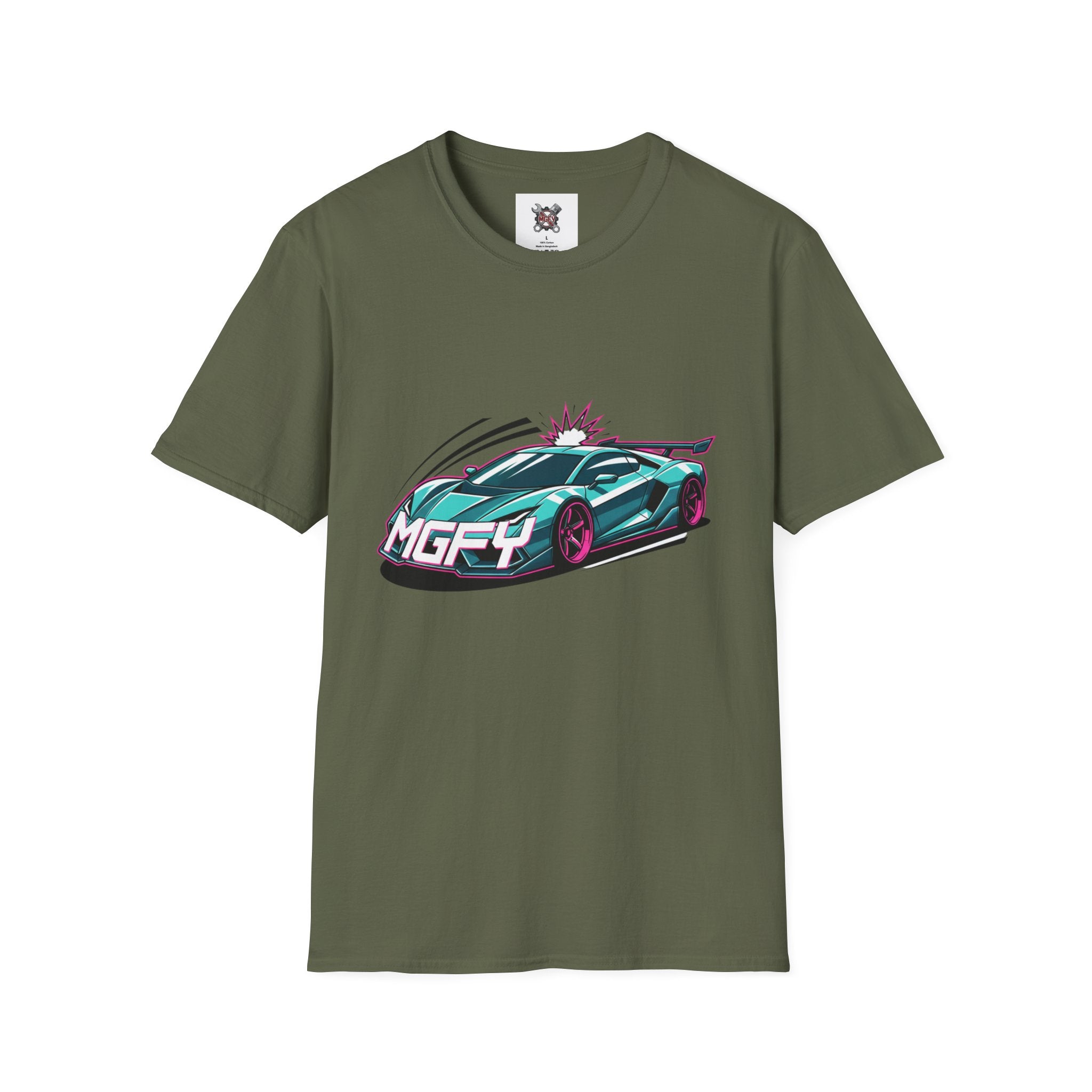 MGFY Supercar Tee — Neon Retro Sports Car Graphic T-Shirt