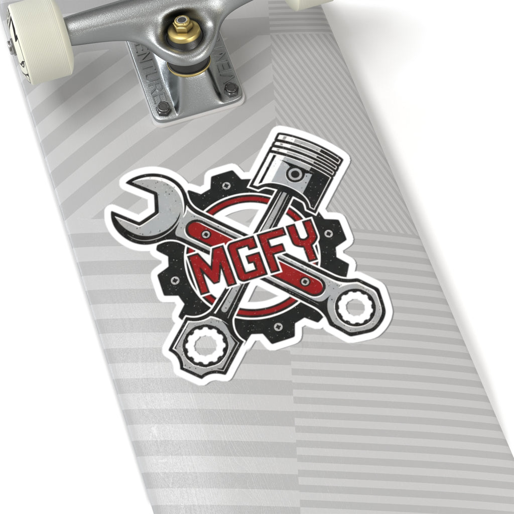 MGFY Mechanic Tools Kiss-Cut Sticker — Wrench, Piston & Gear Design