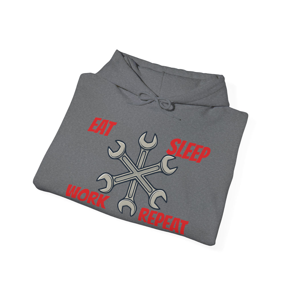 Eat Sleep Work Repeat wrench design Hoodie | My Garage sleeve print