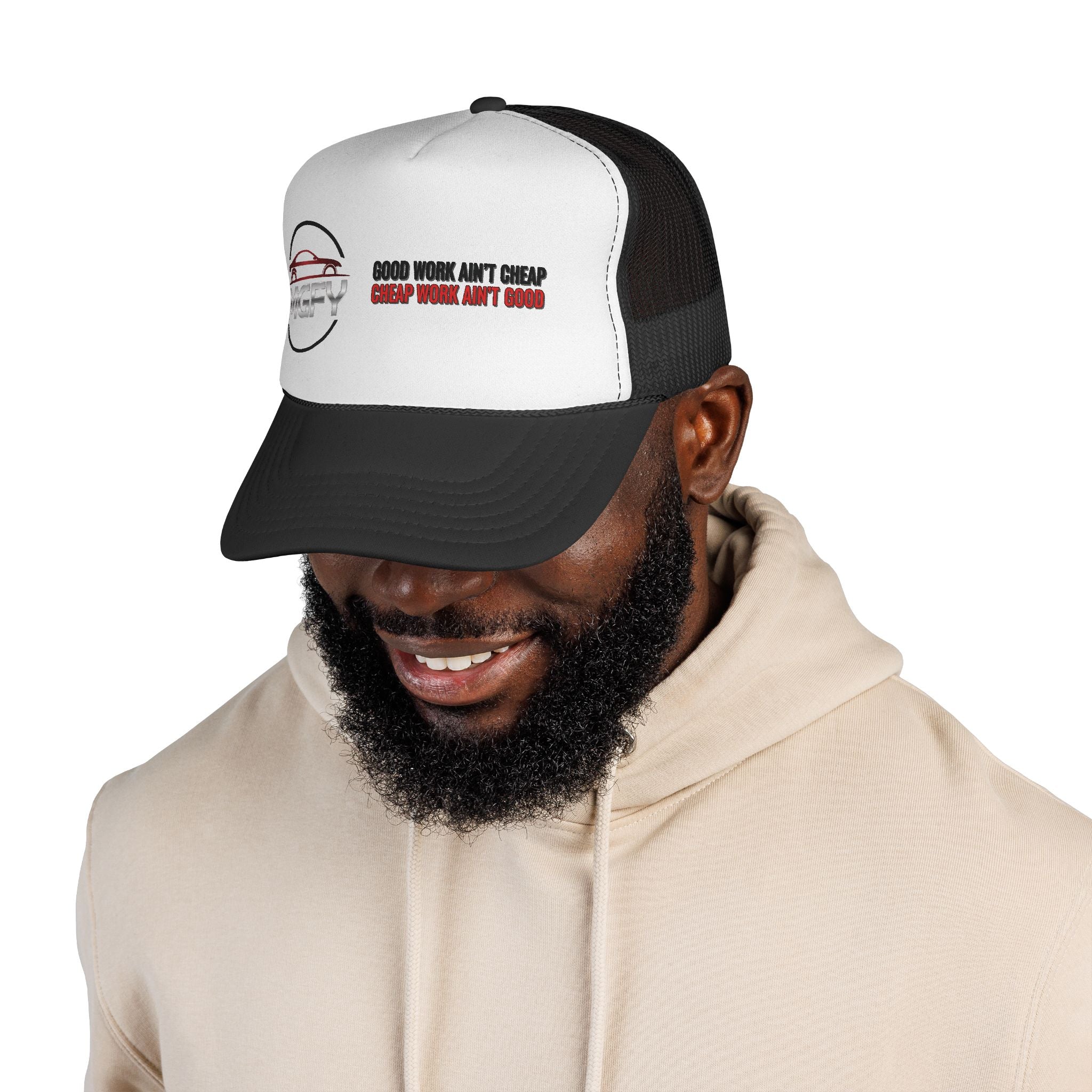 MGFY Logo Trucker Cap — Vintage 'Old Saying' Patch