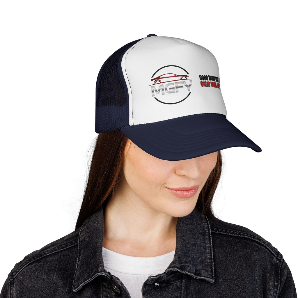 MGFY Logo Trucker Cap — Vintage 'Old Saying' Patch