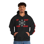 Eat Sleep Work Repeat wrench design Hoodie | My Garage sleeve print