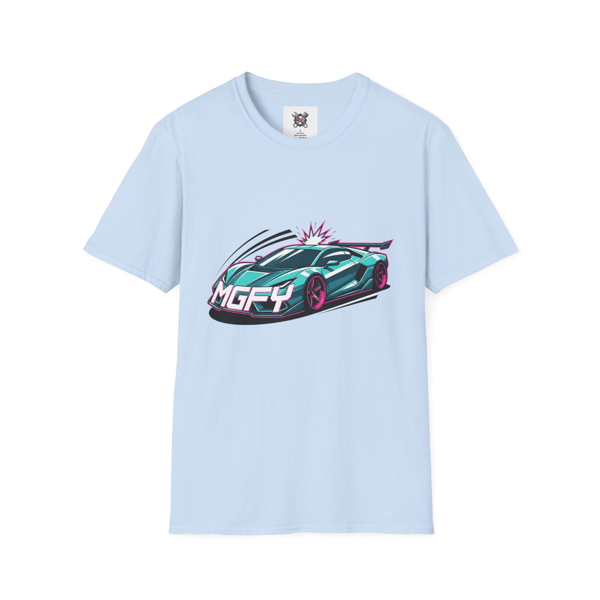 MGFY Supercar Tee — Neon Retro Sports Car Graphic T-Shirt