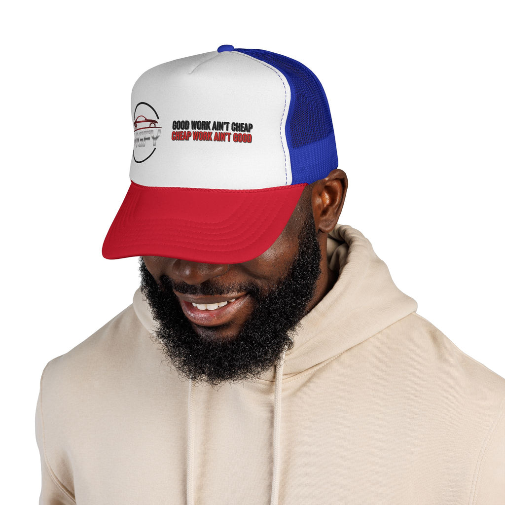 MGFY Logo Trucker Cap — Vintage 'Old Saying' Patch
