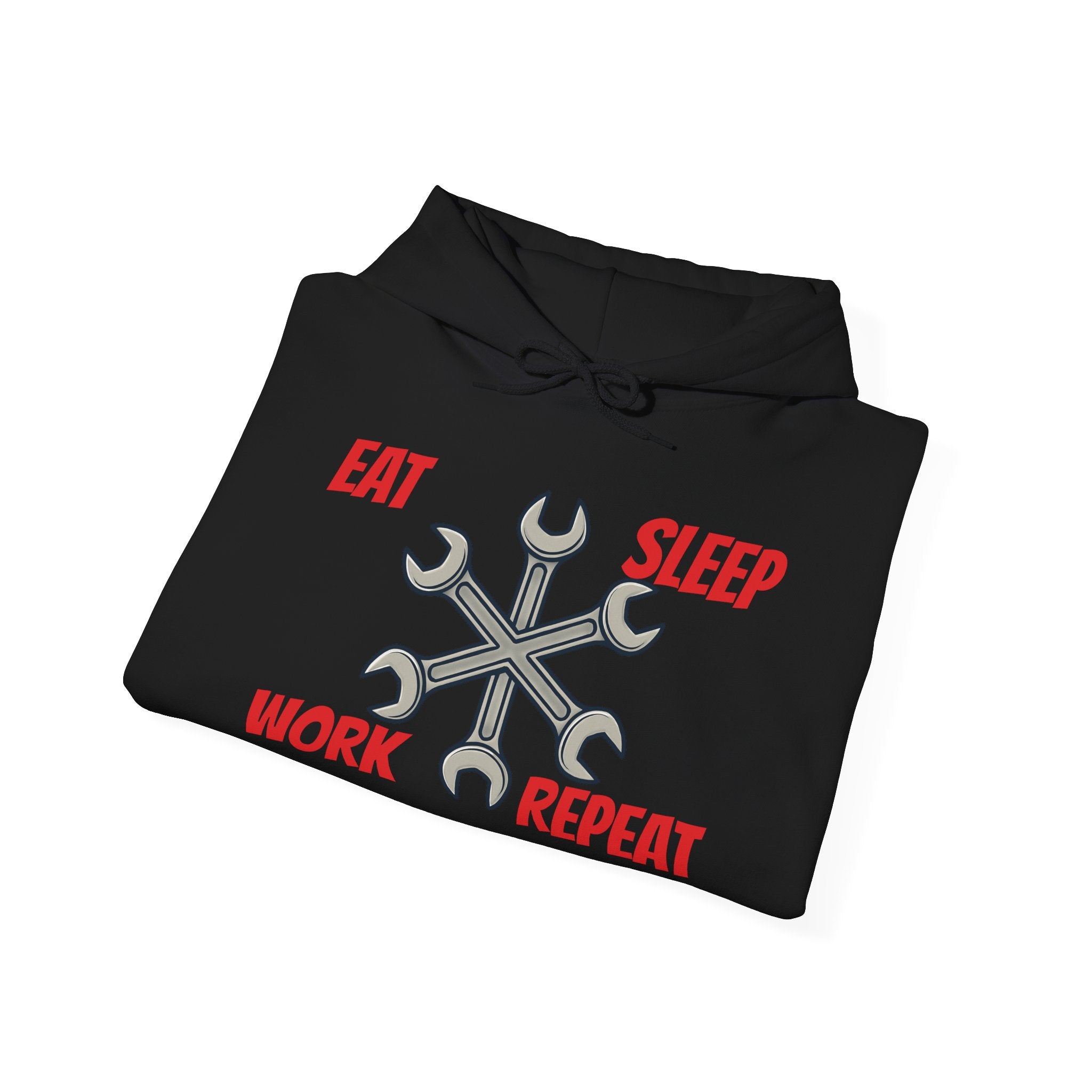Eat Sleep Work Repeat wrench design Hoodie | My Garage sleeve print