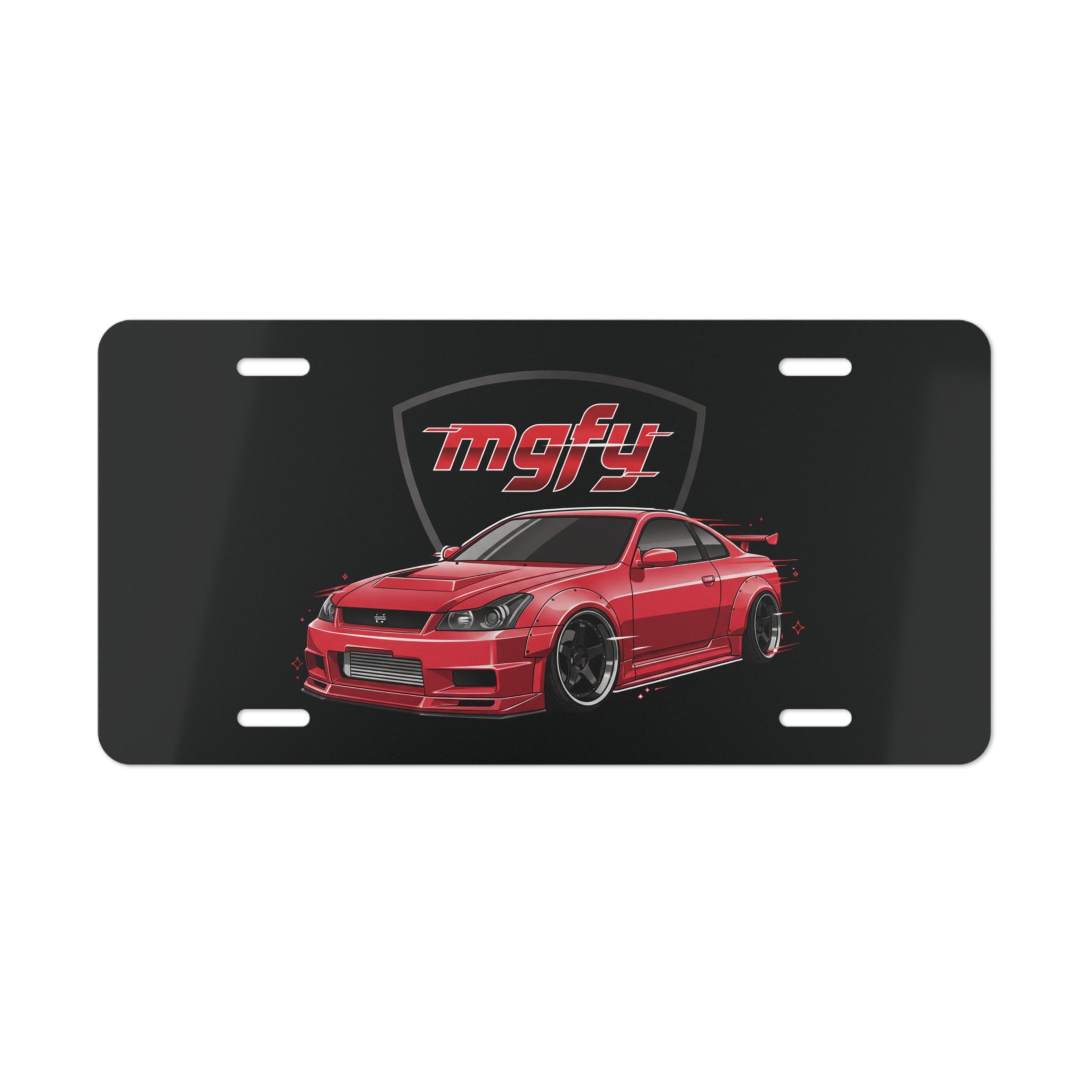 Red Sport Coupe Vanity Plate — "mgfy" Racing License Tag