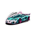 MGFY Supercar Kiss-Cut Sticker — Teal Sports Car with 'MGFY' Graphic