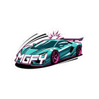 MGFY Supercar Kiss-Cut Sticker — Teal Sports Car with 'MGFY' Graphic