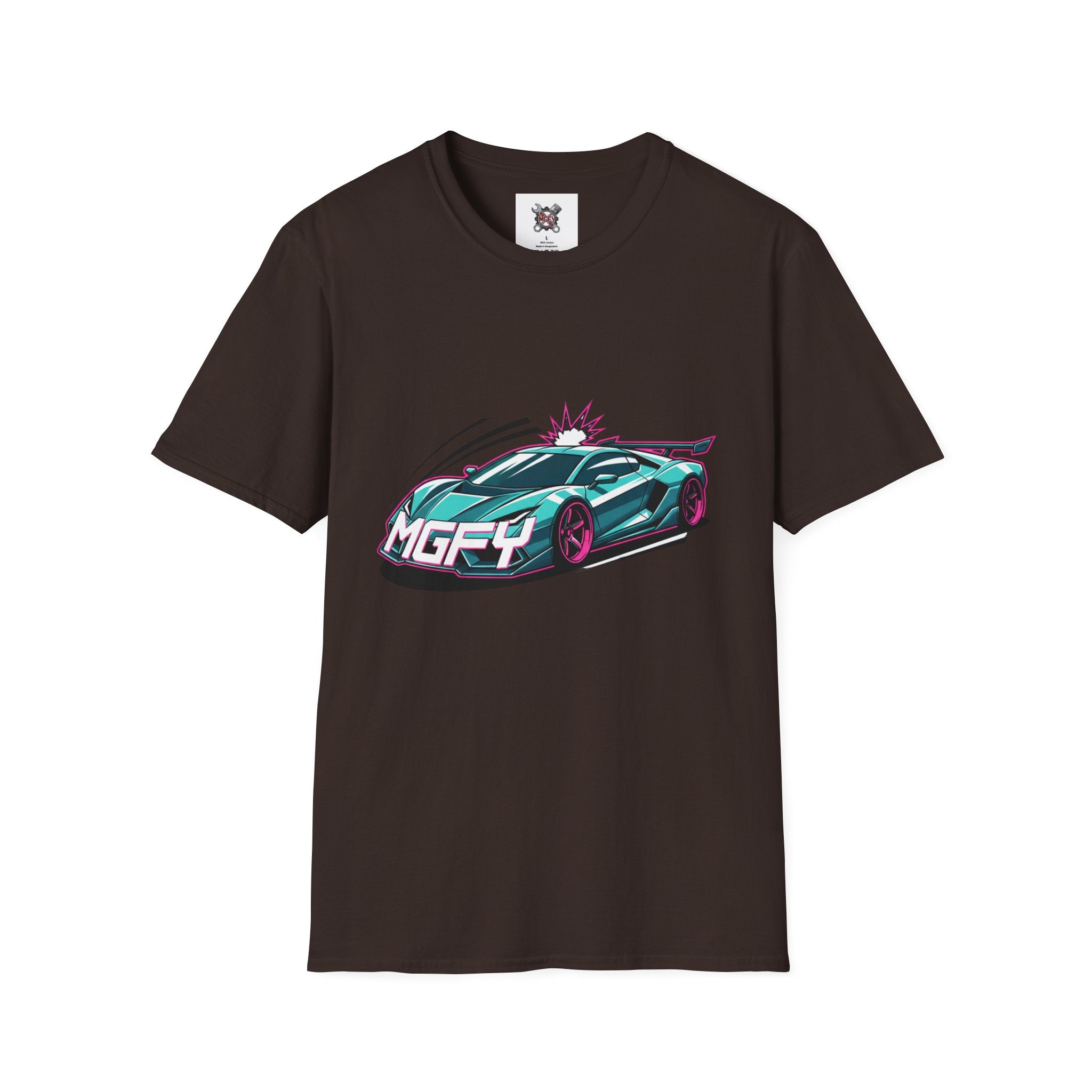 MGFY Supercar Tee — Neon Retro Sports Car Graphic T-Shirt
